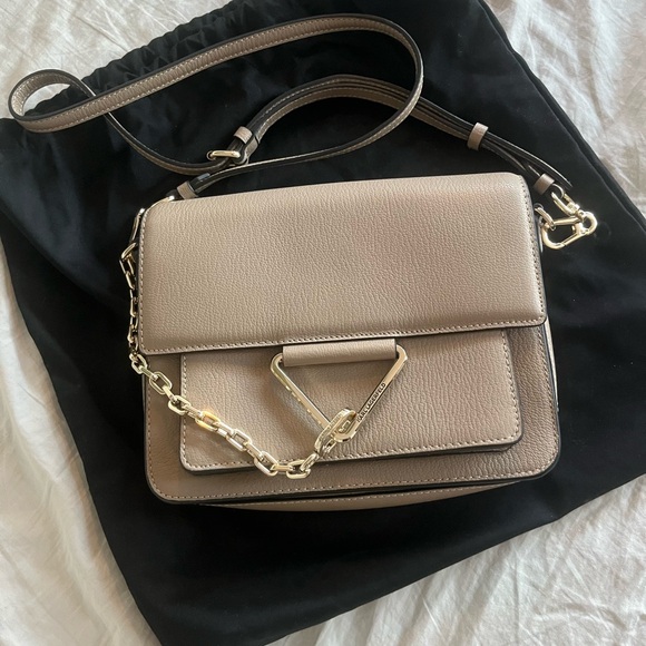 Karl Lagerfeld Handbags - Karl Lagerfeld Tan Crossbody Bag with Gold Chain